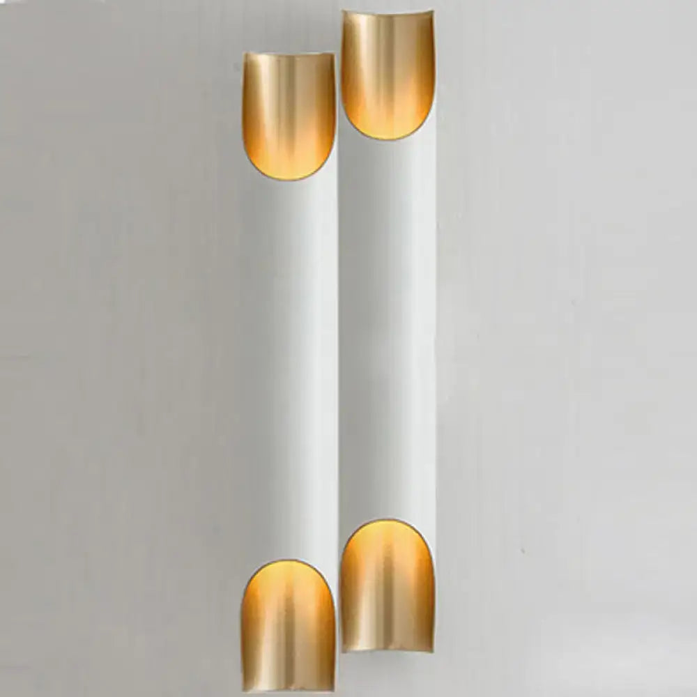 Modern white metal fixture wall sconce with gold accents living room