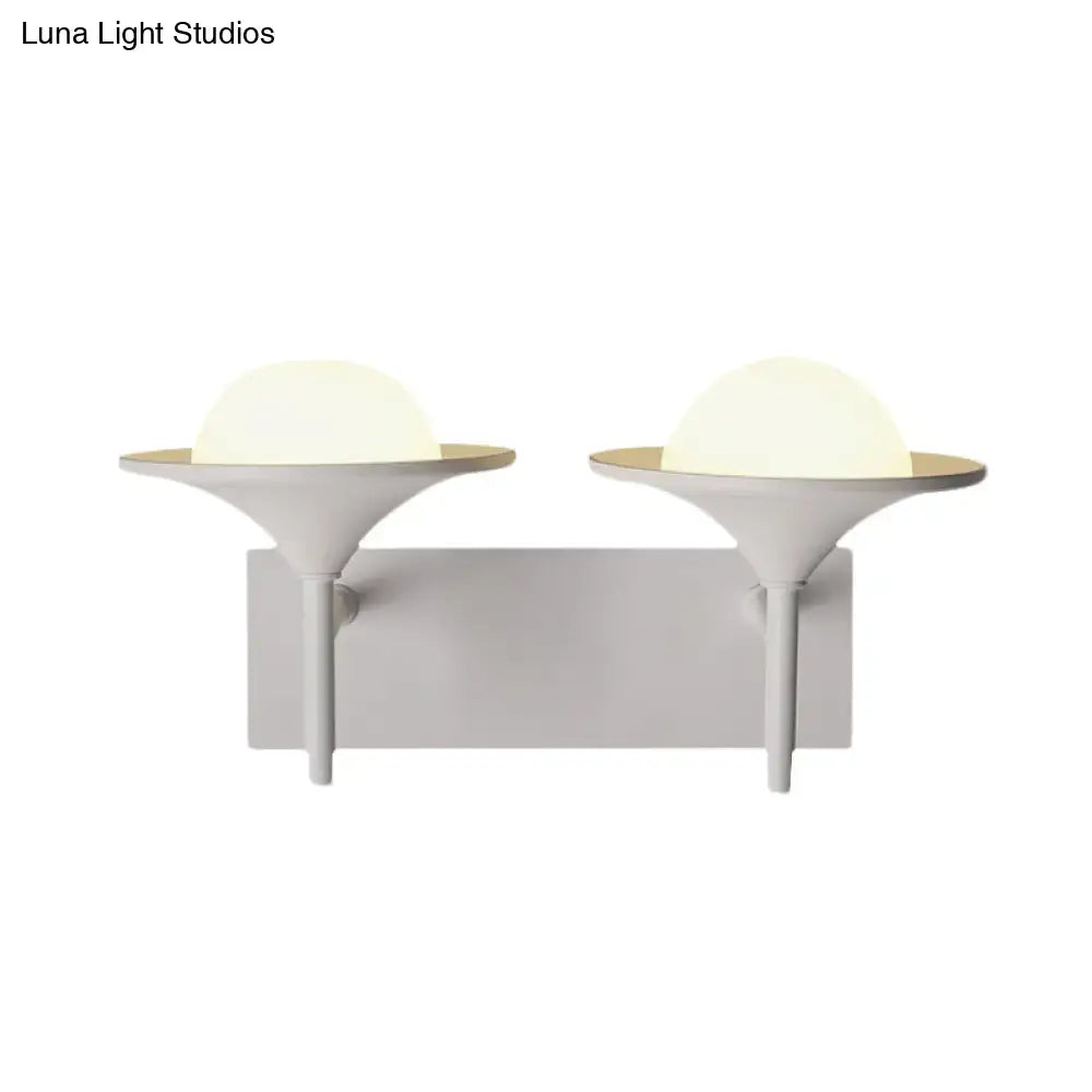 Modern white metallic flared wall sconce – bedroom led light