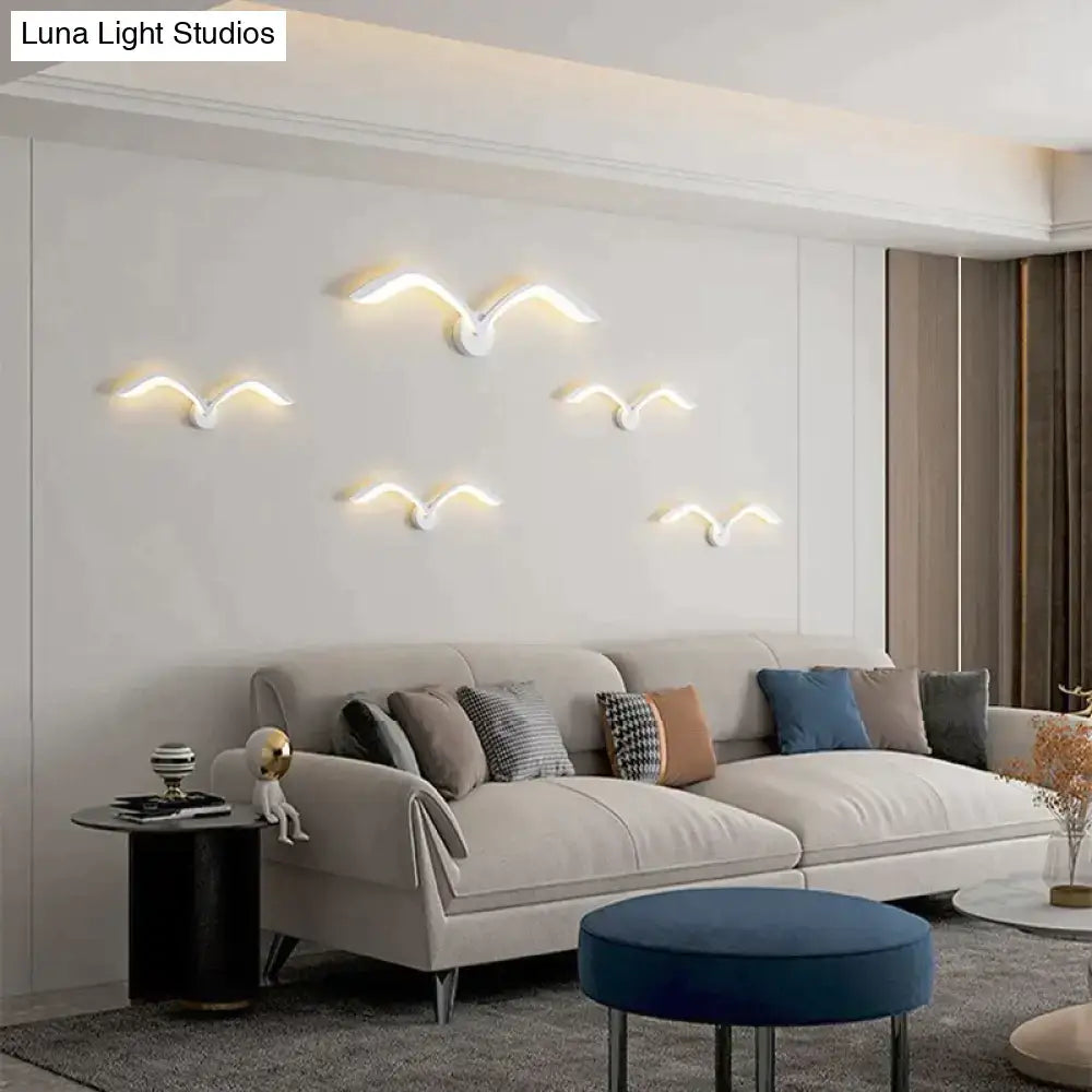 Modern white nordic avian style wall lamp bedroom wing sconce