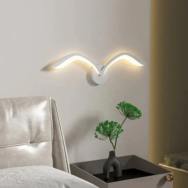 Modern white nordic avian style wall lamp bedroom wing sconce