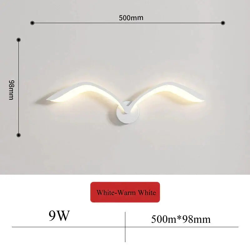 Modern white nordic avian style wall lamp bedroom wing sconce