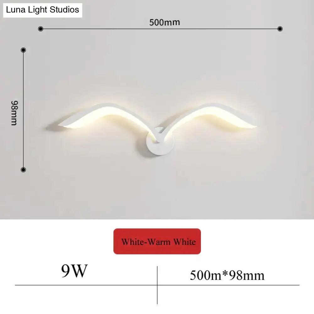 Modern white nordic avian style wall lamp bedroom wing sconce