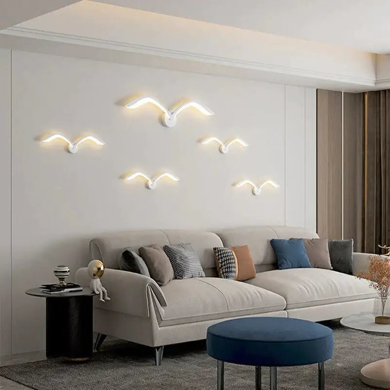 Modern white nordic avian style wall lamp bedroom wing sconce