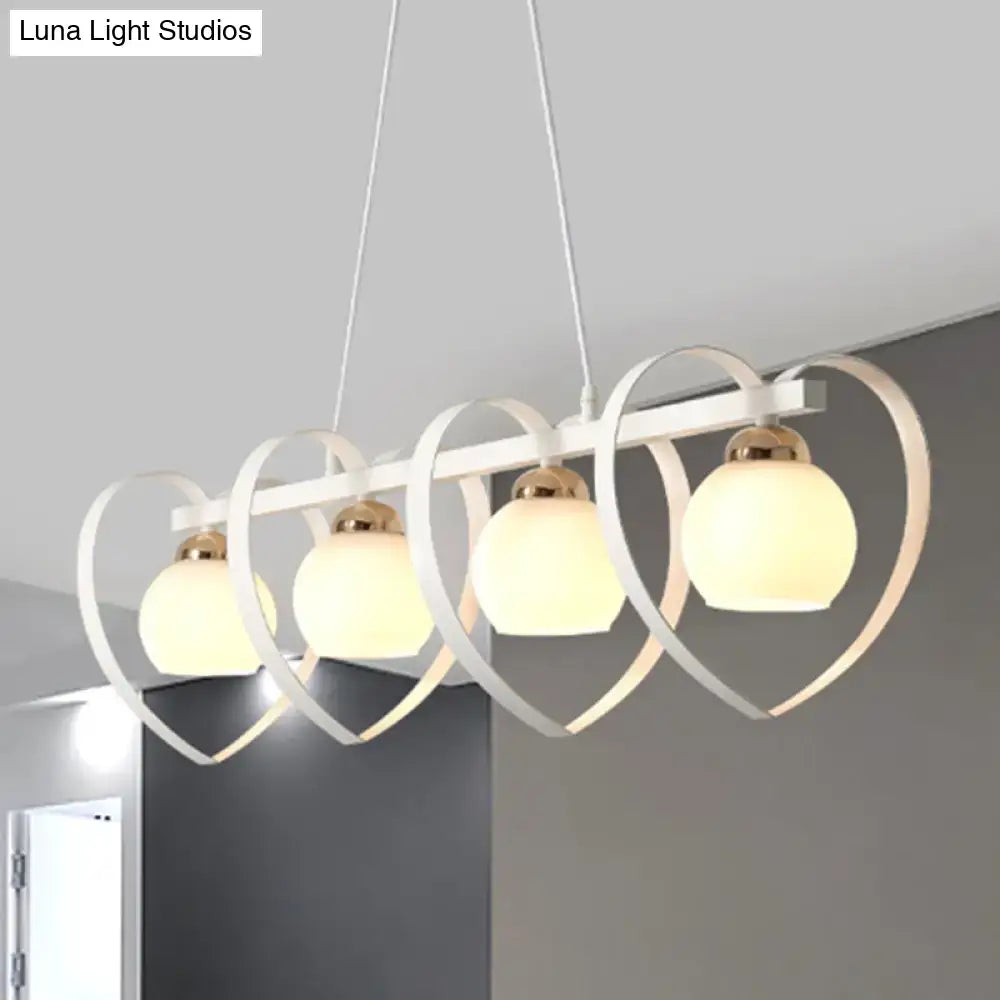 Modern white opal glass island chandelier dining room 3 lights