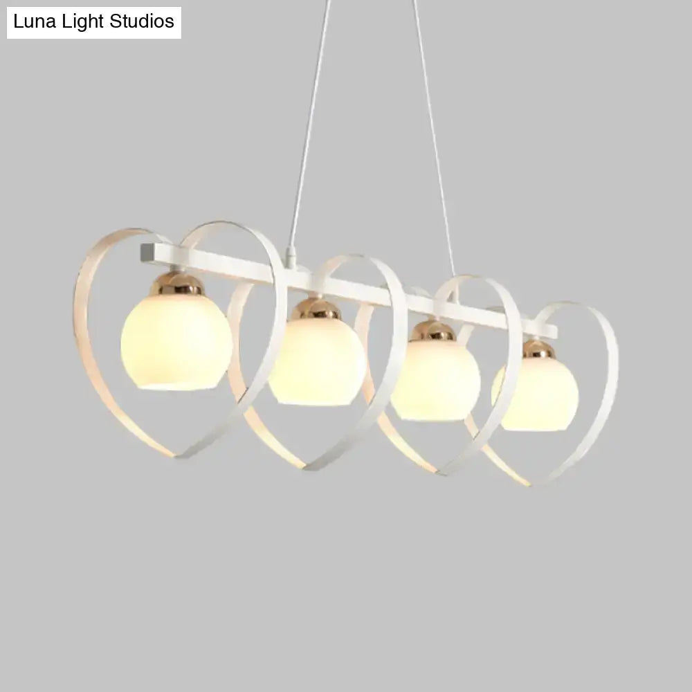 Modern white opal glass island chandelier dining room 3 lights