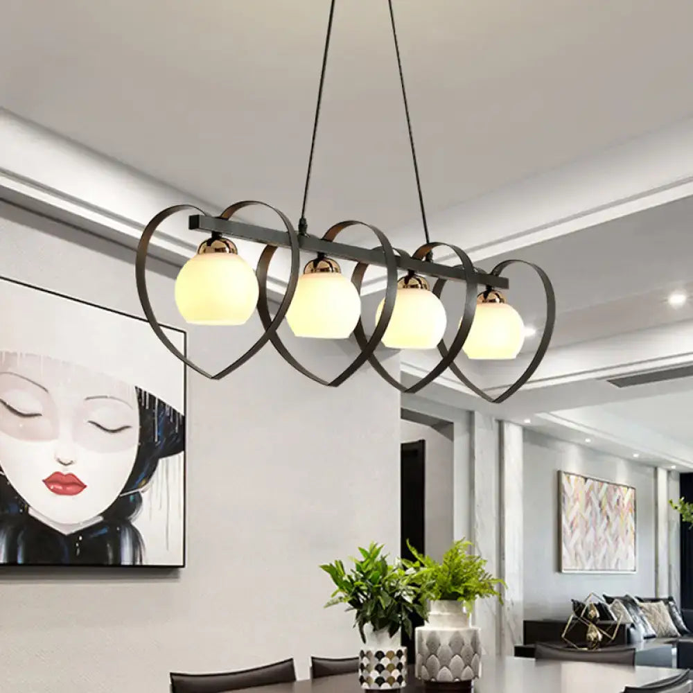 Modern white opal glass island chandelier dining room 3 lights