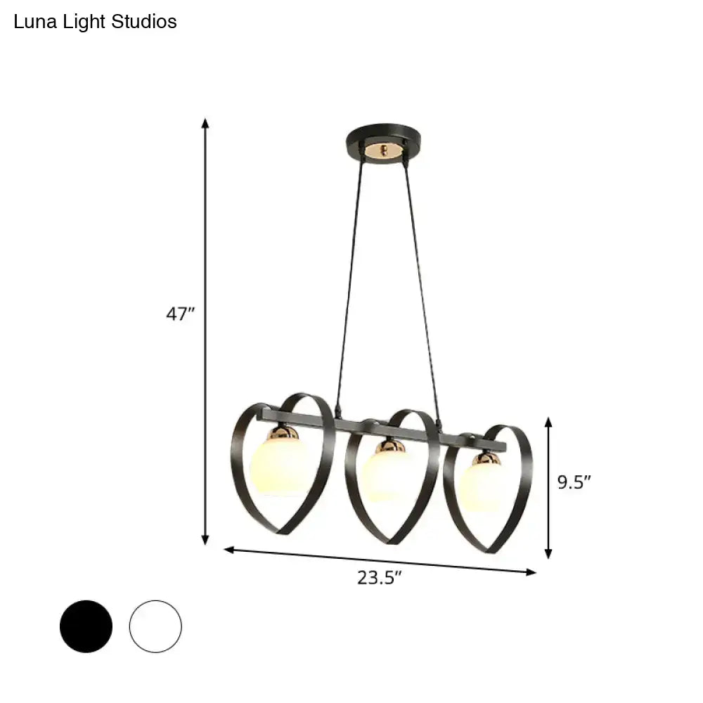 Modern white opal glass island chandelier dining room 3 lights