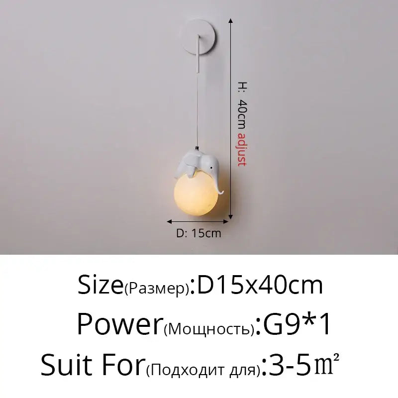 Modern white panda bear bedroom wall lamp living room pendant light