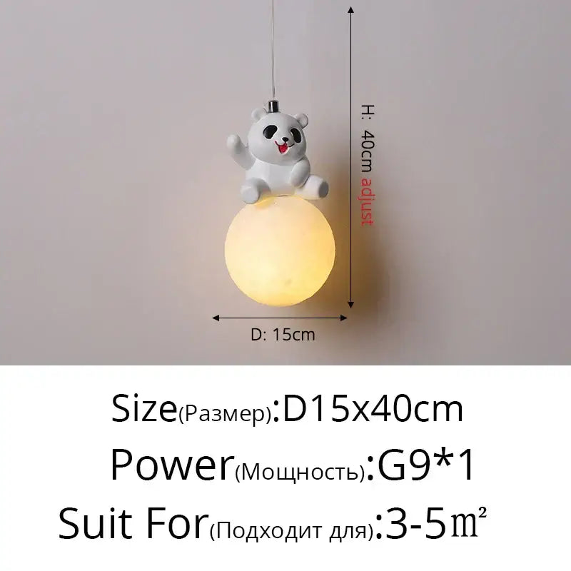 Modern white panda bear bedroom wall lamp living room pendant light