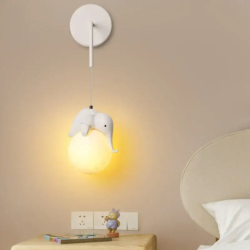 Modern white panda bear bedroom wall lamp living room pendant light