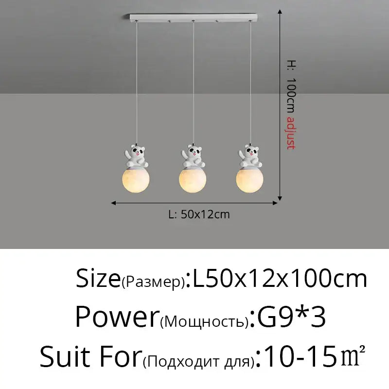 Modern white panda bear bedroom wall lamp living room pendant light