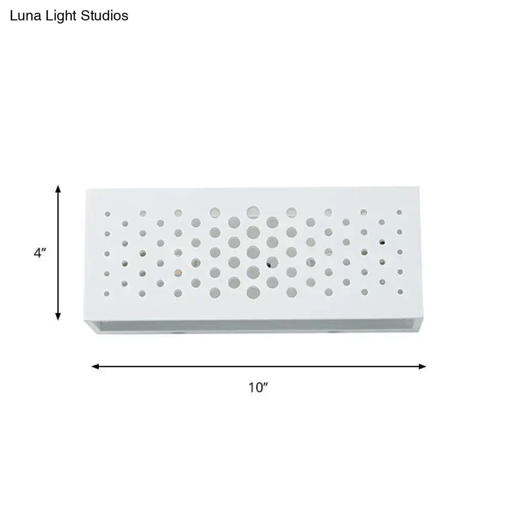 Modern white perforated rectangle wall sconce bedroom wall light