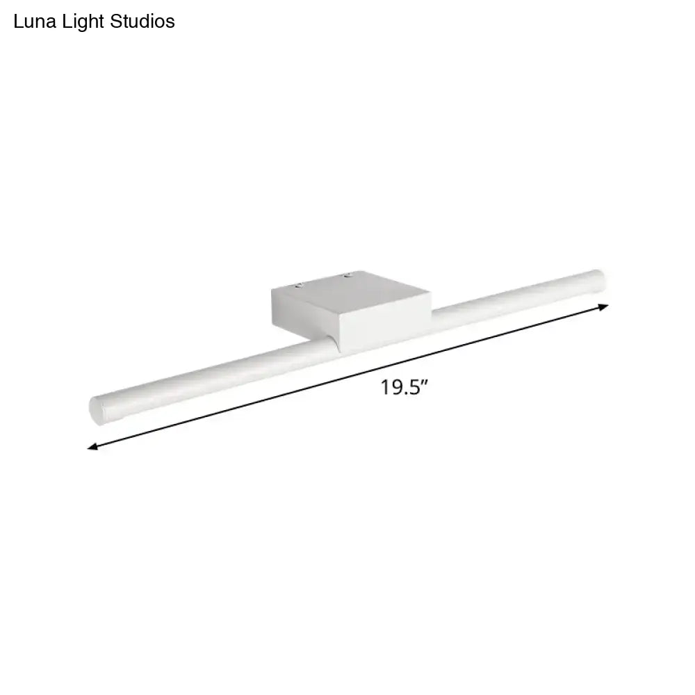 Modern white pole vanity lighting with warm white led and 19.5 inch sleek rectangular wall-mounted design