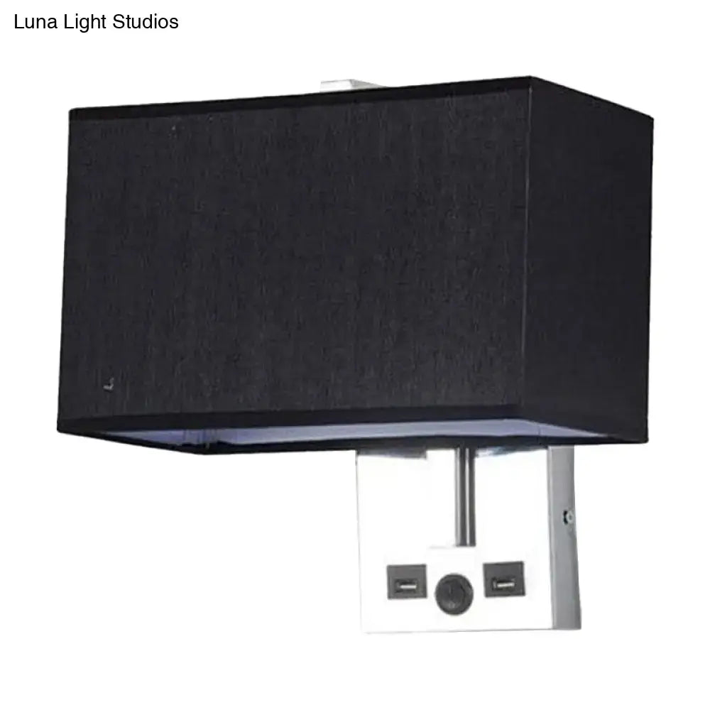 Modern white rectangle wall light kit with usb ports bedroom lamp