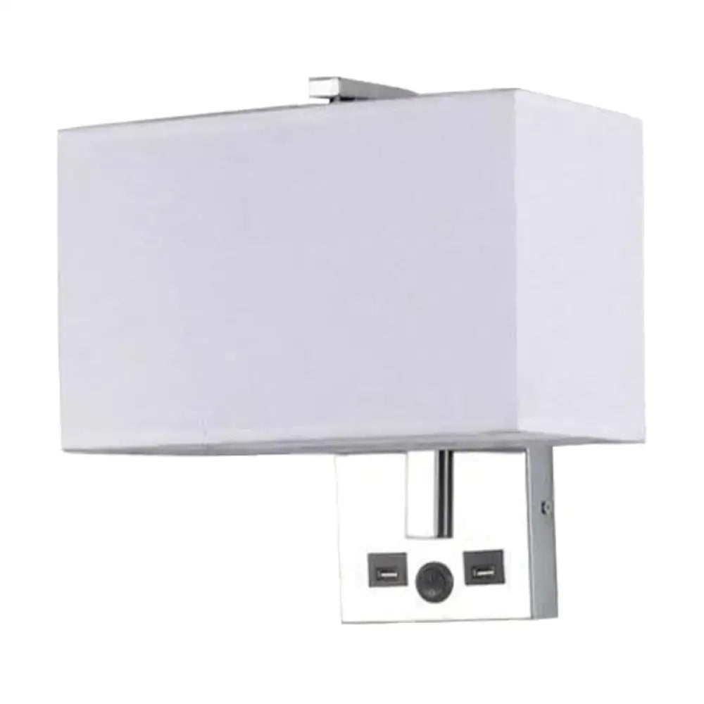 Modern white rectangle wall light kit with usb ports bedroom lamp