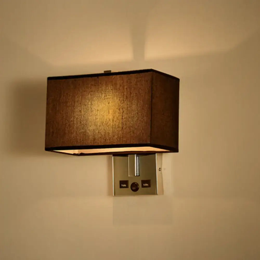 Modern white rectangle wall light kit with usb ports bedroom lamp