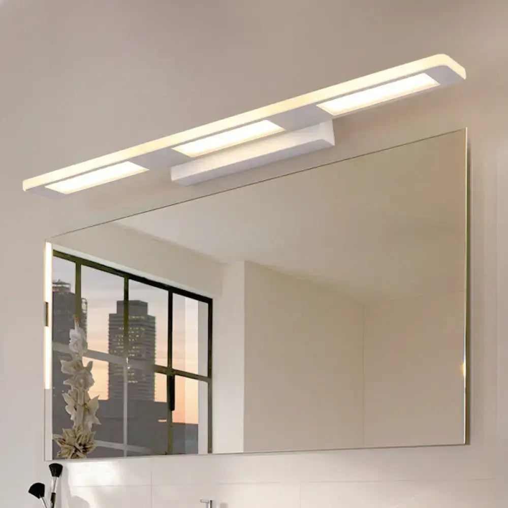 Modern white rectangular acrylic vanity wall light bathroom decor
