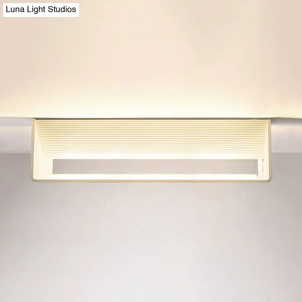Modern white rectangular wall lamp – bedroom warm white sconce