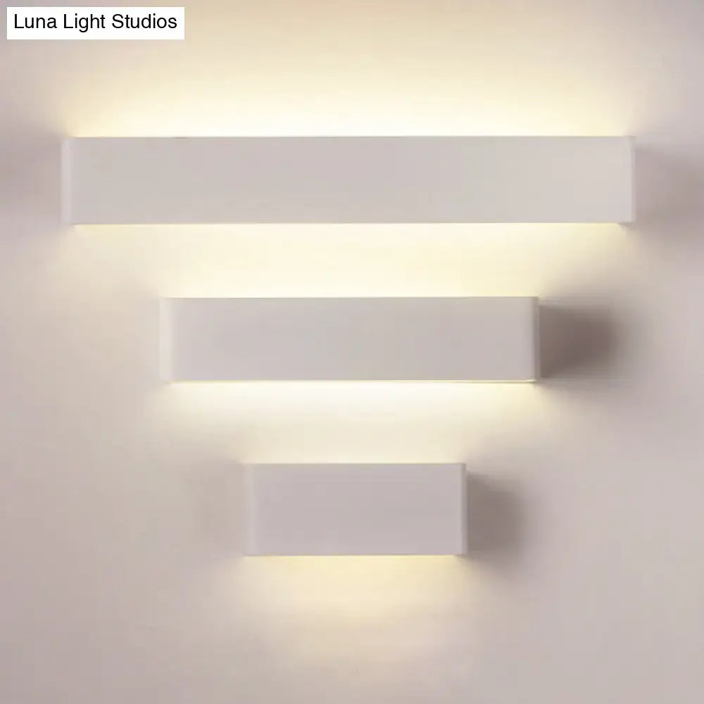 Modern white rectangular wall lamp – bedroom warm white sconce
