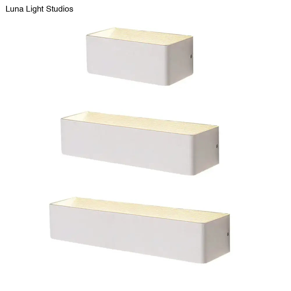 Modern white rectangular wall lamp – bedroom warm white sconce