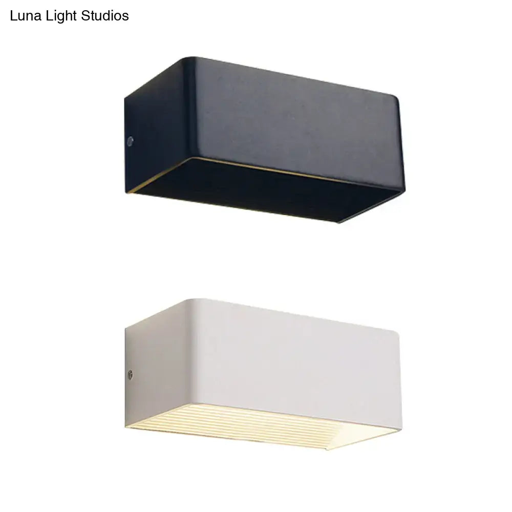 Modern white rectangular wall lamp – bedroom warm white sconce