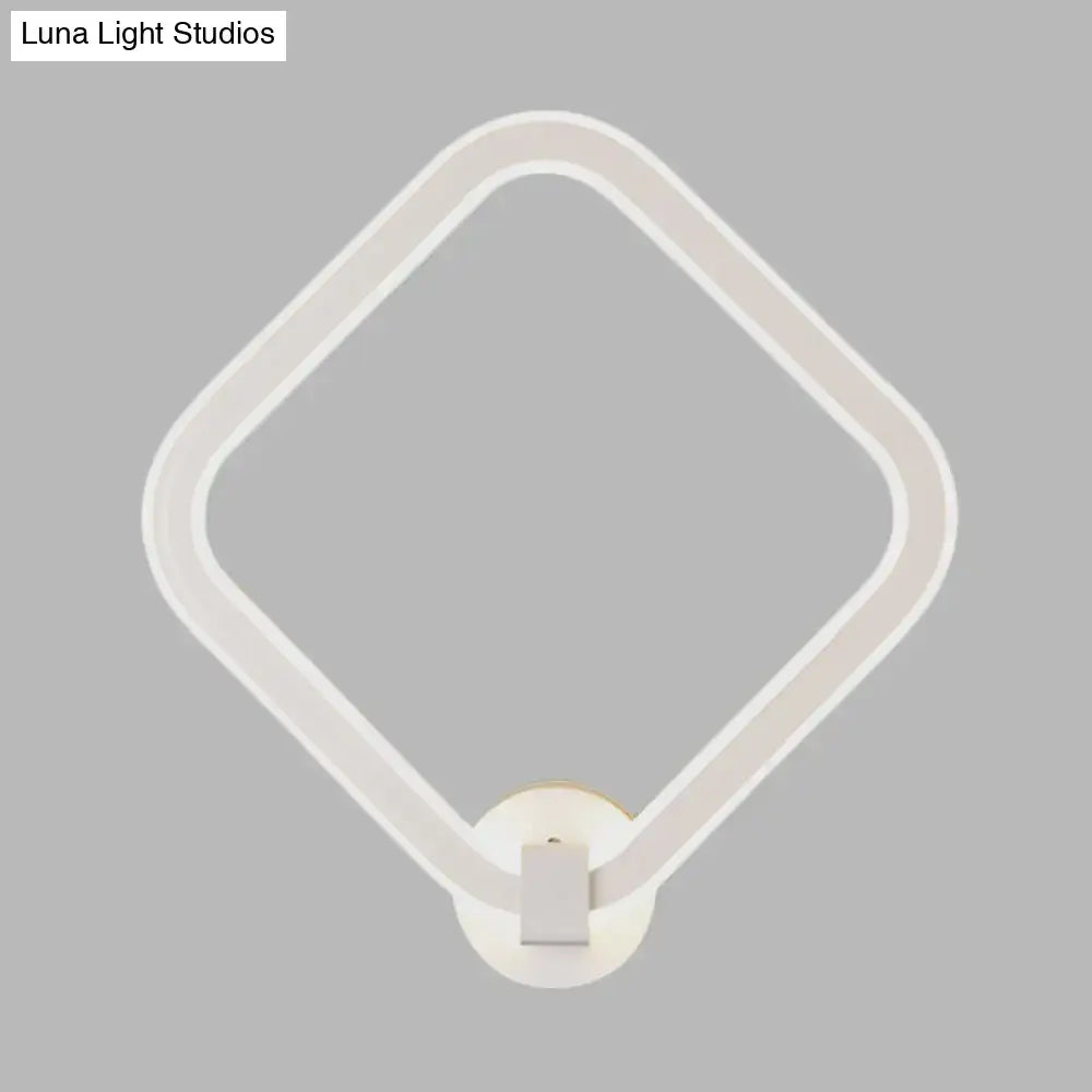 Modern white rhombus frame led wall lamp bedroom sconce