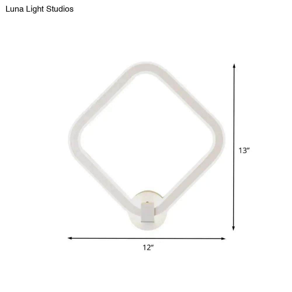Modern white rhombus frame led wall lamp bedroom sconce
