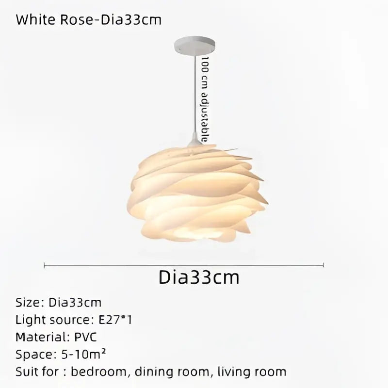 Modern white rose flower pendant lights for bedroom living room