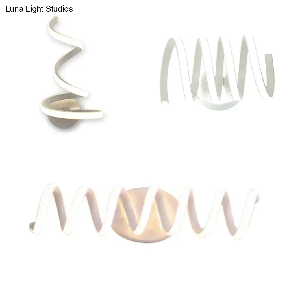 Modern white & silver spiral acrylic led wall sconce bedroom light