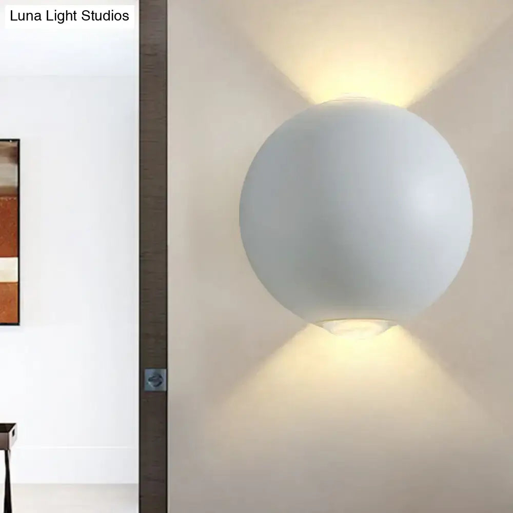 Modern white spherical wall light fixture – outdoor sconce light