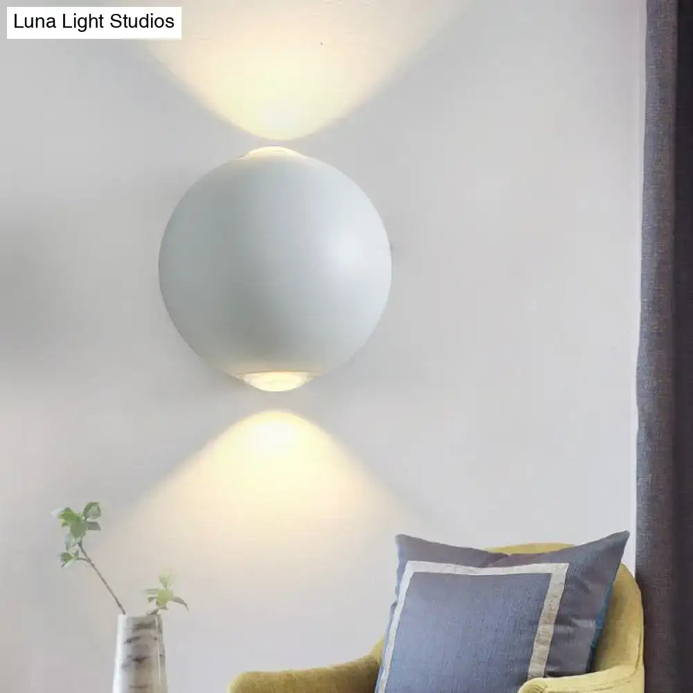 Modern white spherical wall light fixture – outdoor sconce light