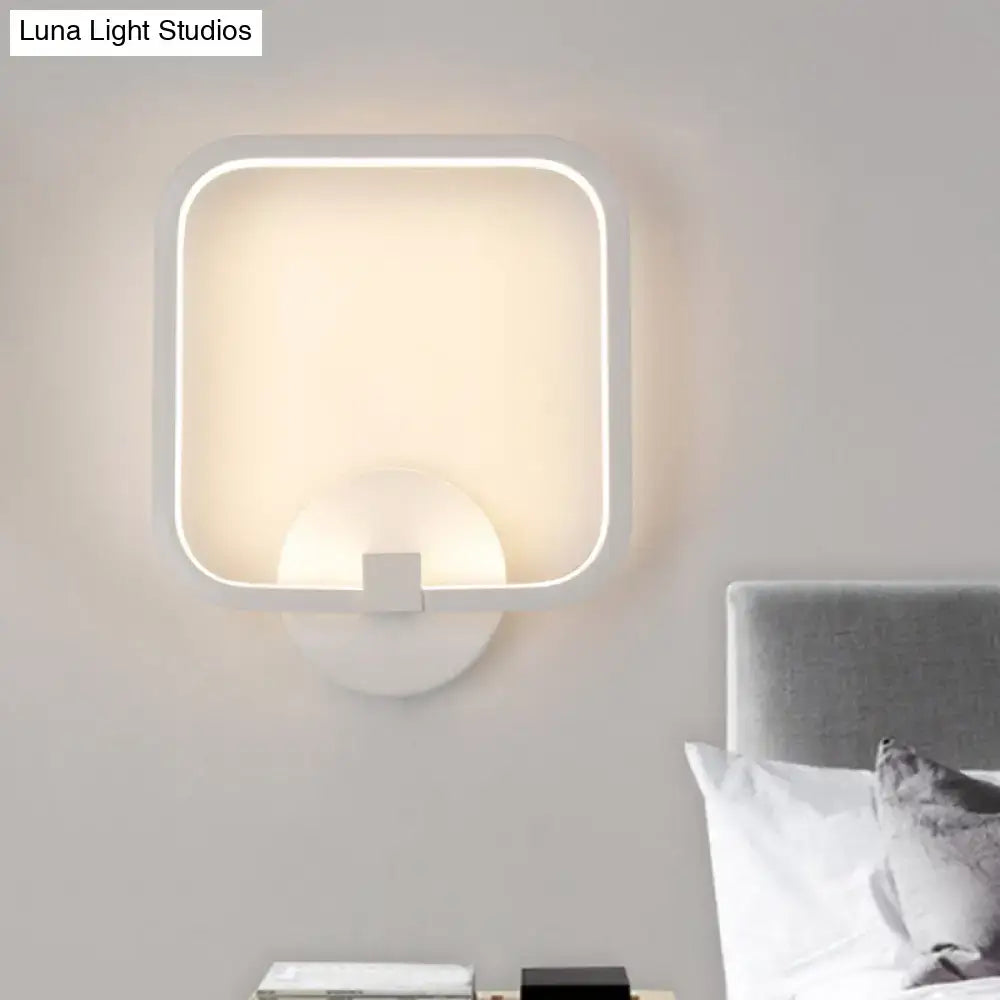 Modern white square acrylic shade led wall light bedroom sconce