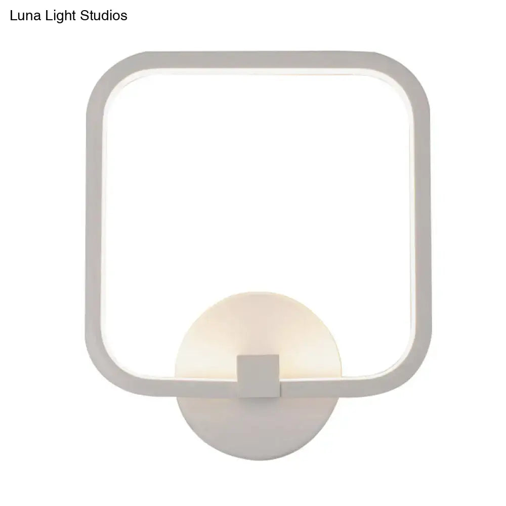 Modern white square acrylic shade led wall light bedroom sconce