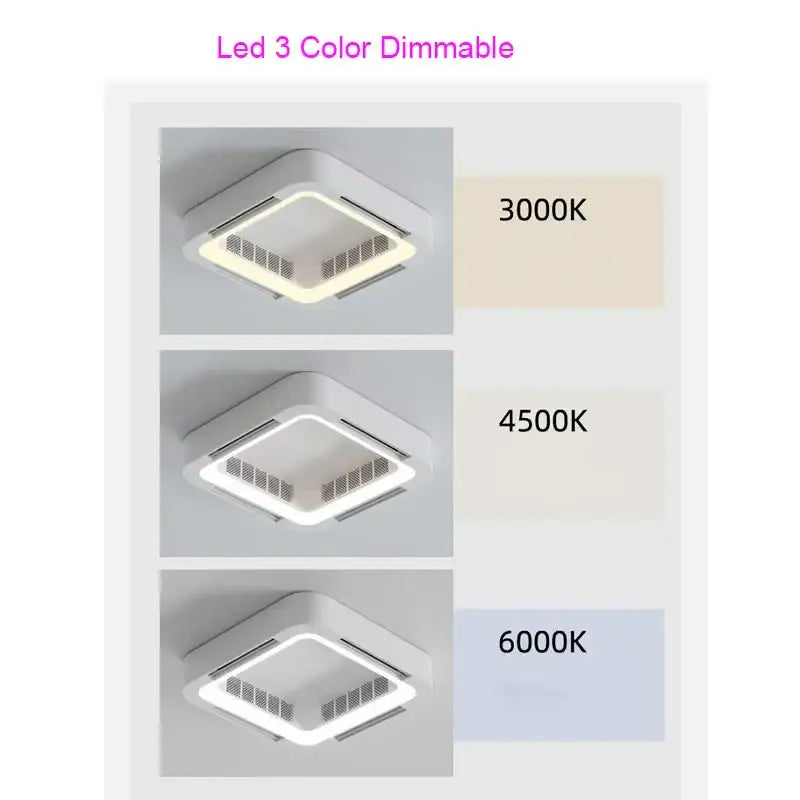 Modern white square bladeless ceiling fan light bedroom led circulator