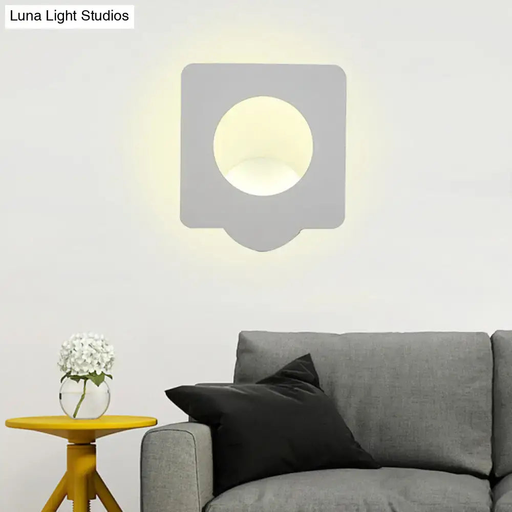 Modern white square led wall sconce bedroom warm natural light