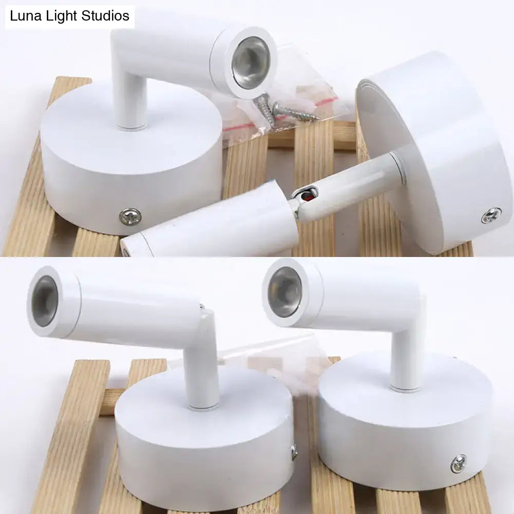Modern white tube wall light adjustable bedroom sconce
