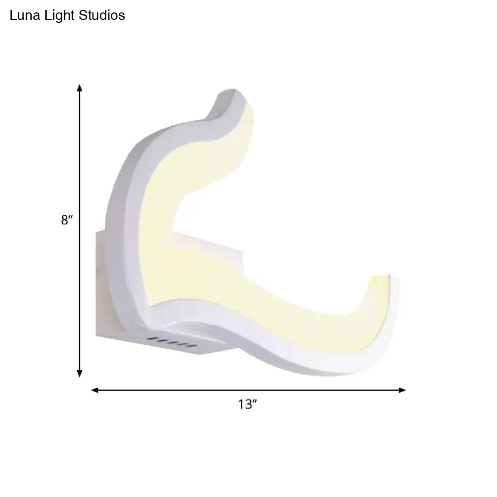 Modern white u-shaped led wall sconce – bedroom warm & white light