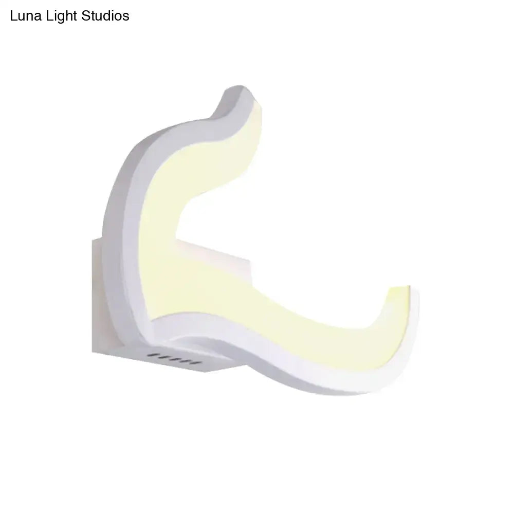 Modern white u-shaped led wall sconce – bedroom warm & white light