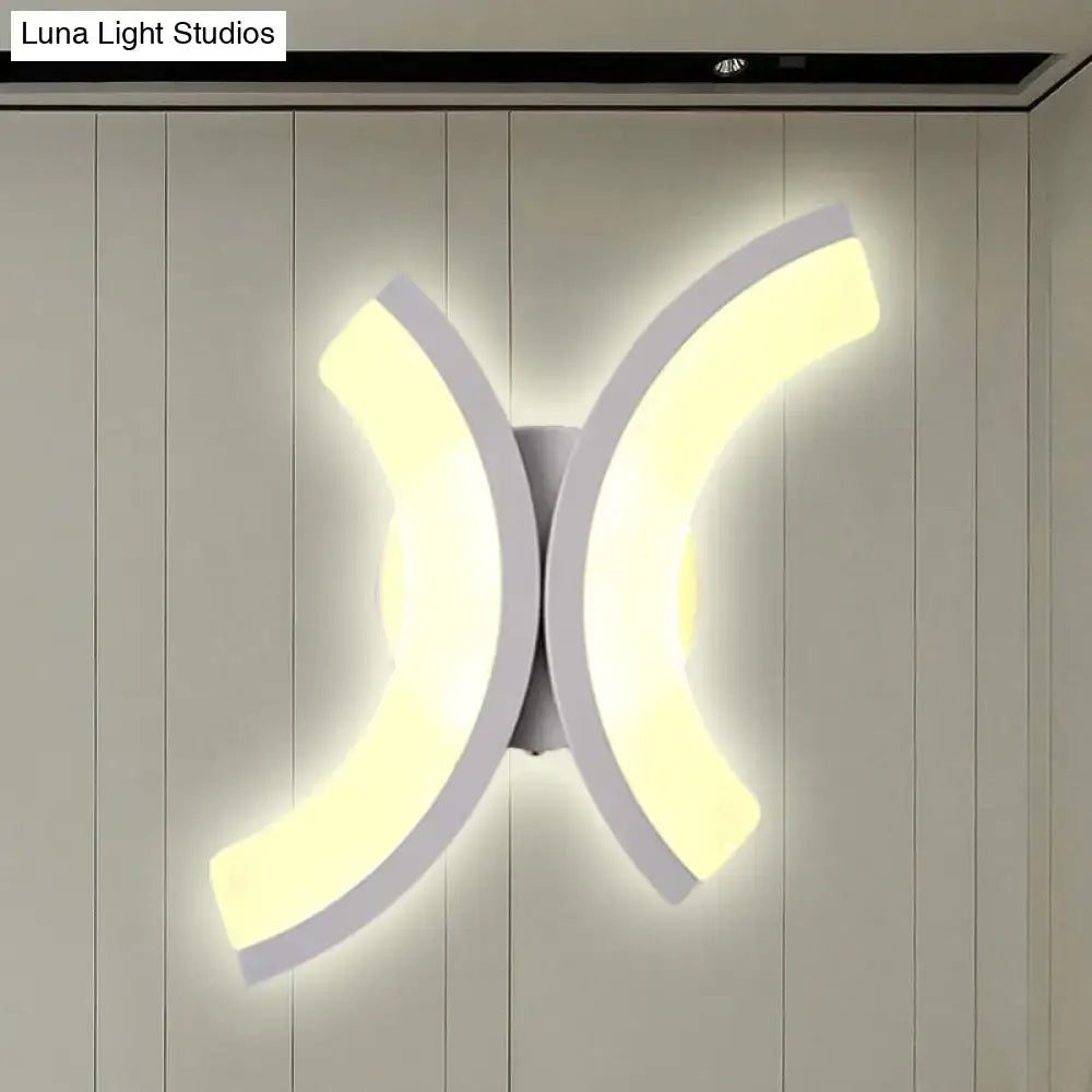 Modern white u-shaped led wall sconce – bedroom warm & white light