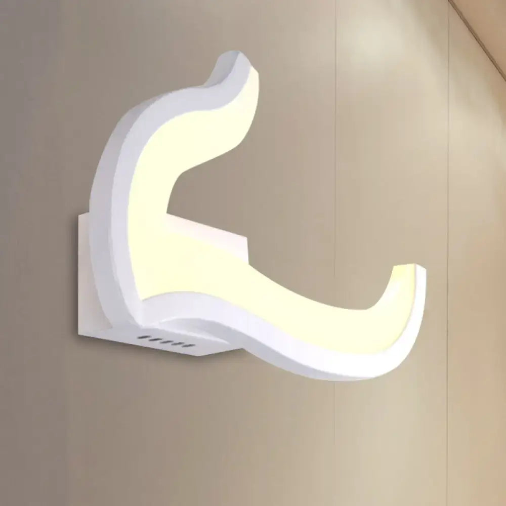Modern white u-shaped led wall sconce – bedroom warm & white light