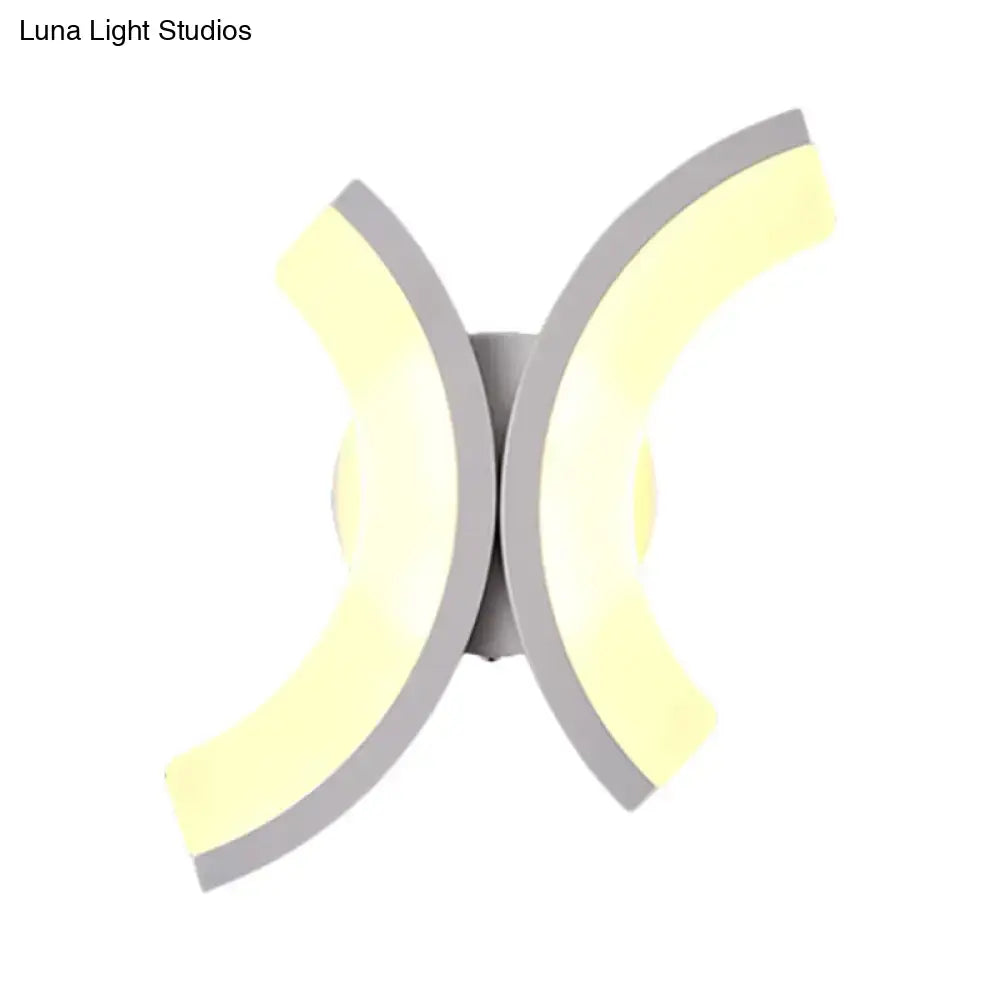 Modern white u-shaped led wall sconce – bedroom warm & white light