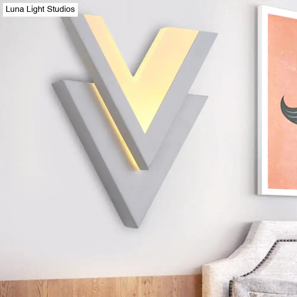 Modern white v-neck flush mount wall light bedroom led sconce