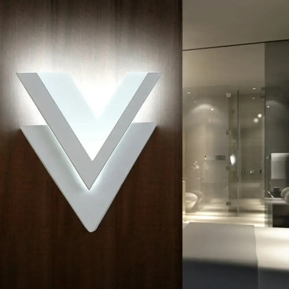 Modern white v-shaped led wall mounted light bedroom sconce