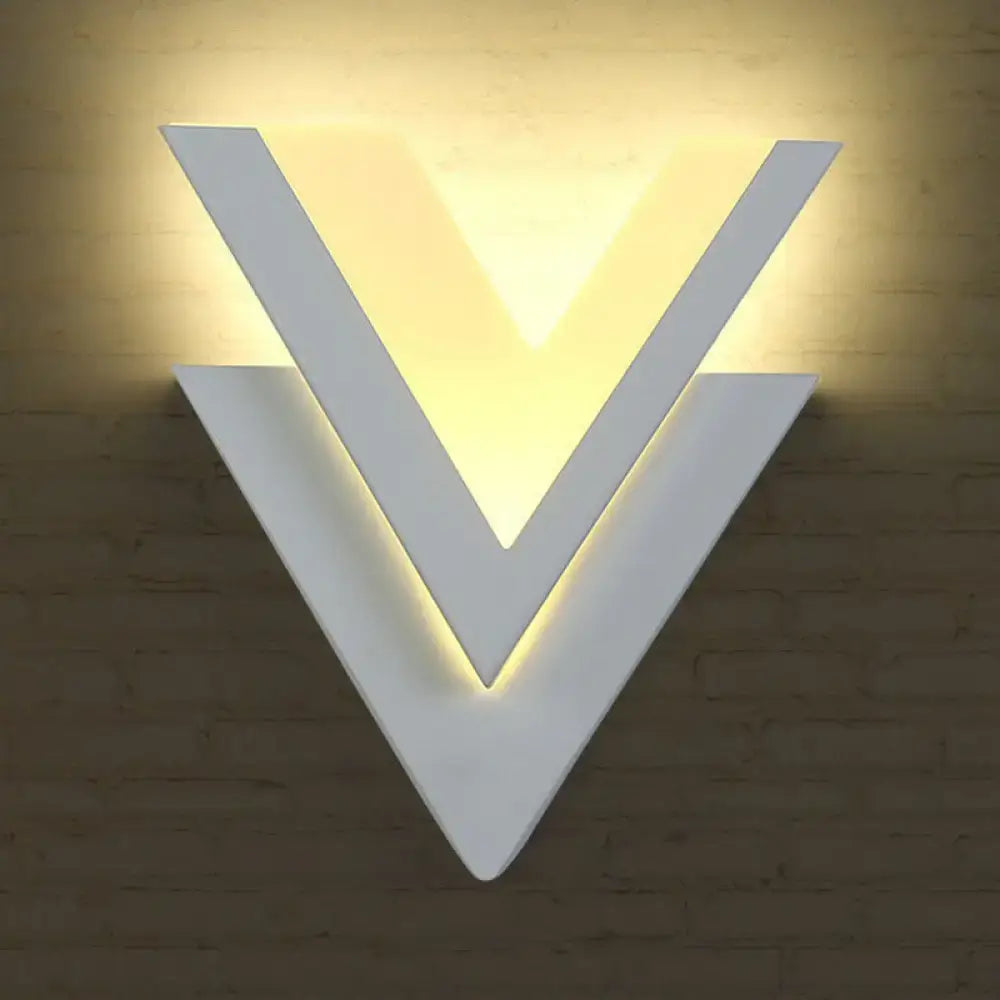 Modern white v-shaped led wall mounted light bedroom sconce