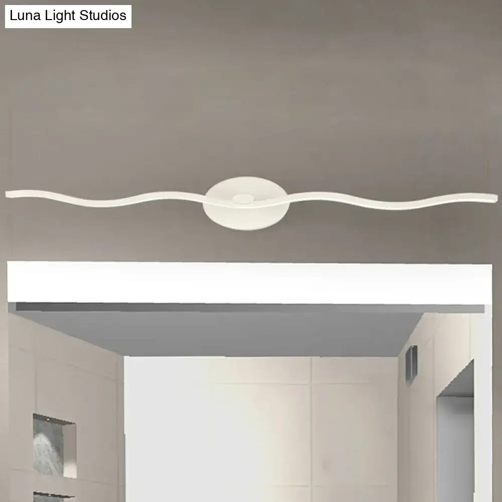 Modern white wave design led vanity light bathroom fixture