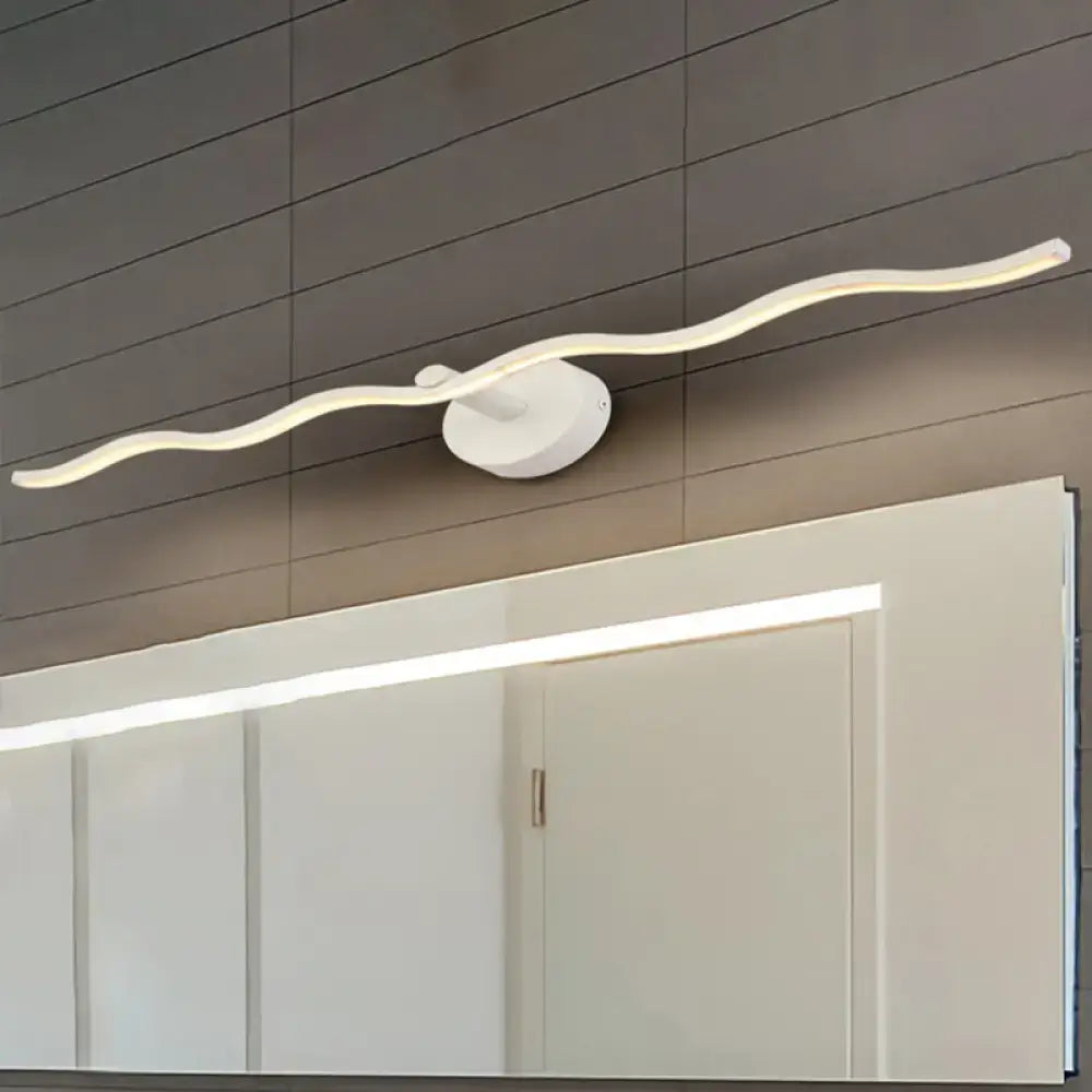 Modern white wave design led vanity light bathroom fixture