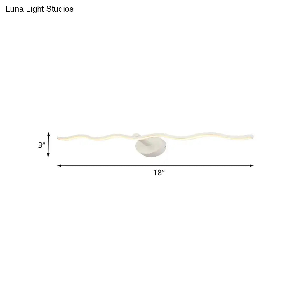 Modern white wave design led vanity light bathroom fixture
