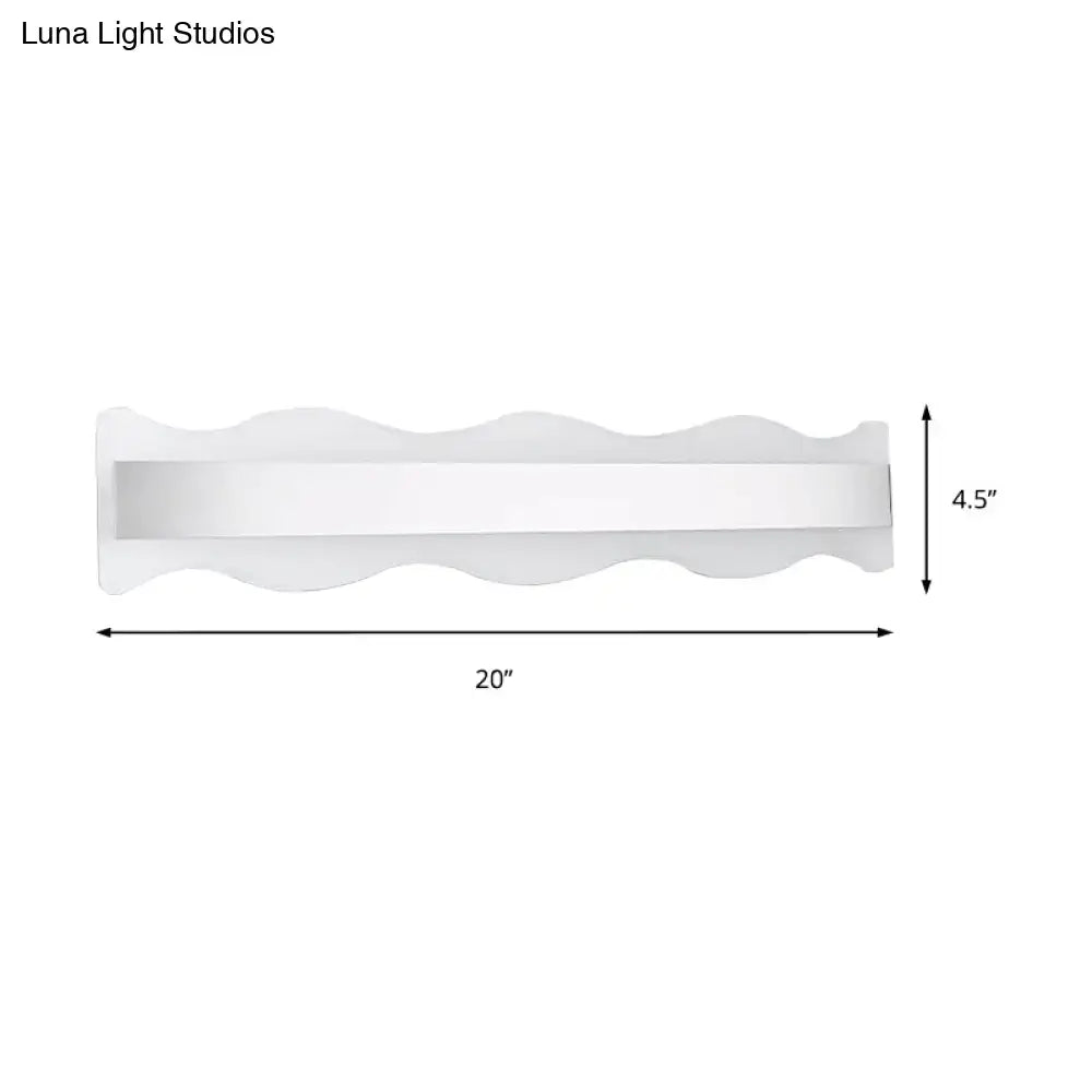 Modern white wave led light fixture – bathroom warm white sconce