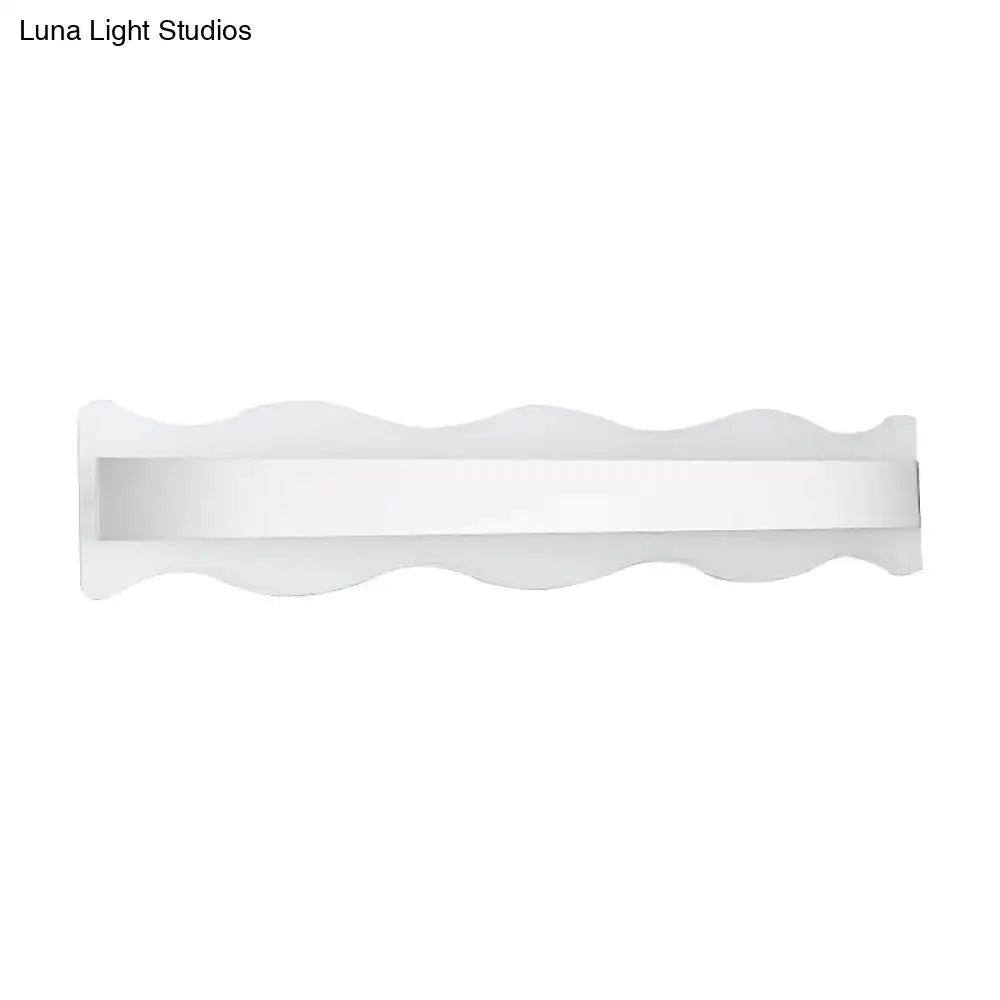 Modern white wave led light fixture – bathroom warm white sconce
