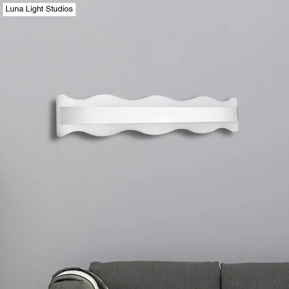 Modern white wave led light fixture – bathroom warm white sconce